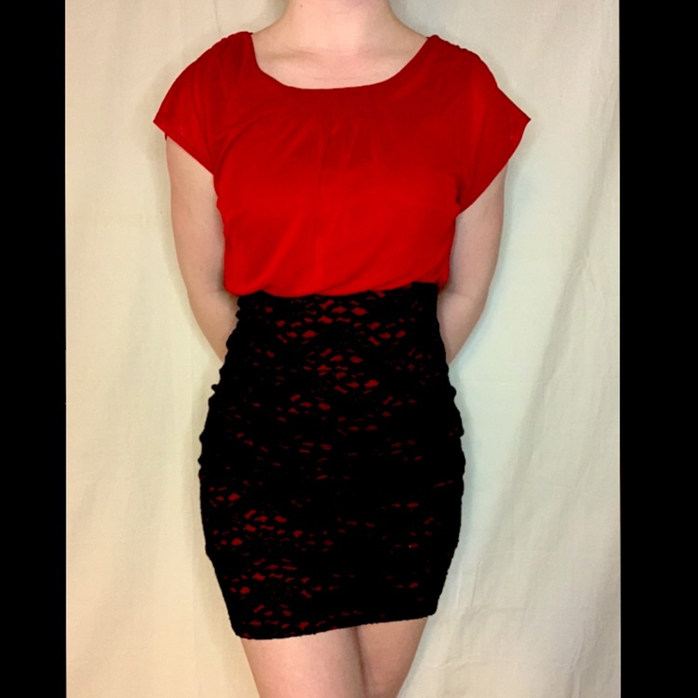 Red and black dress